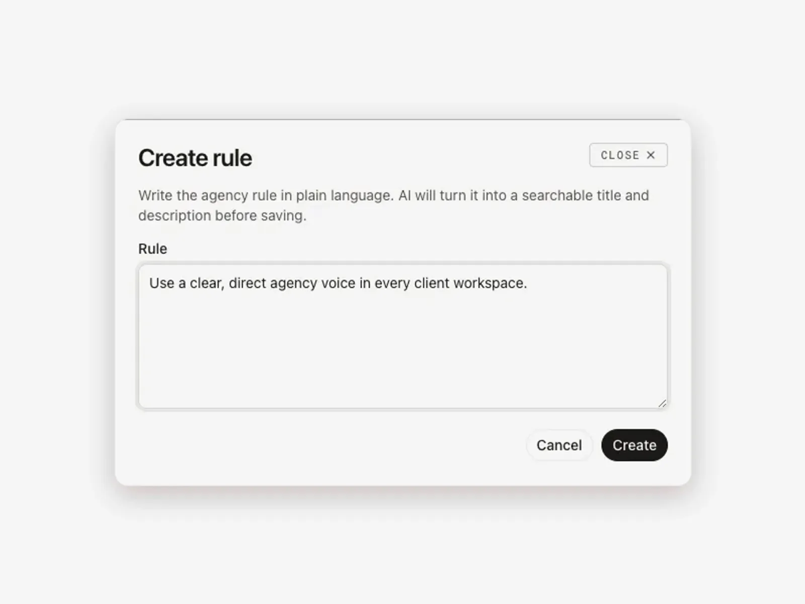 Use case: one way of implementing Creating an agency rule in Growf that applies to every client workspace