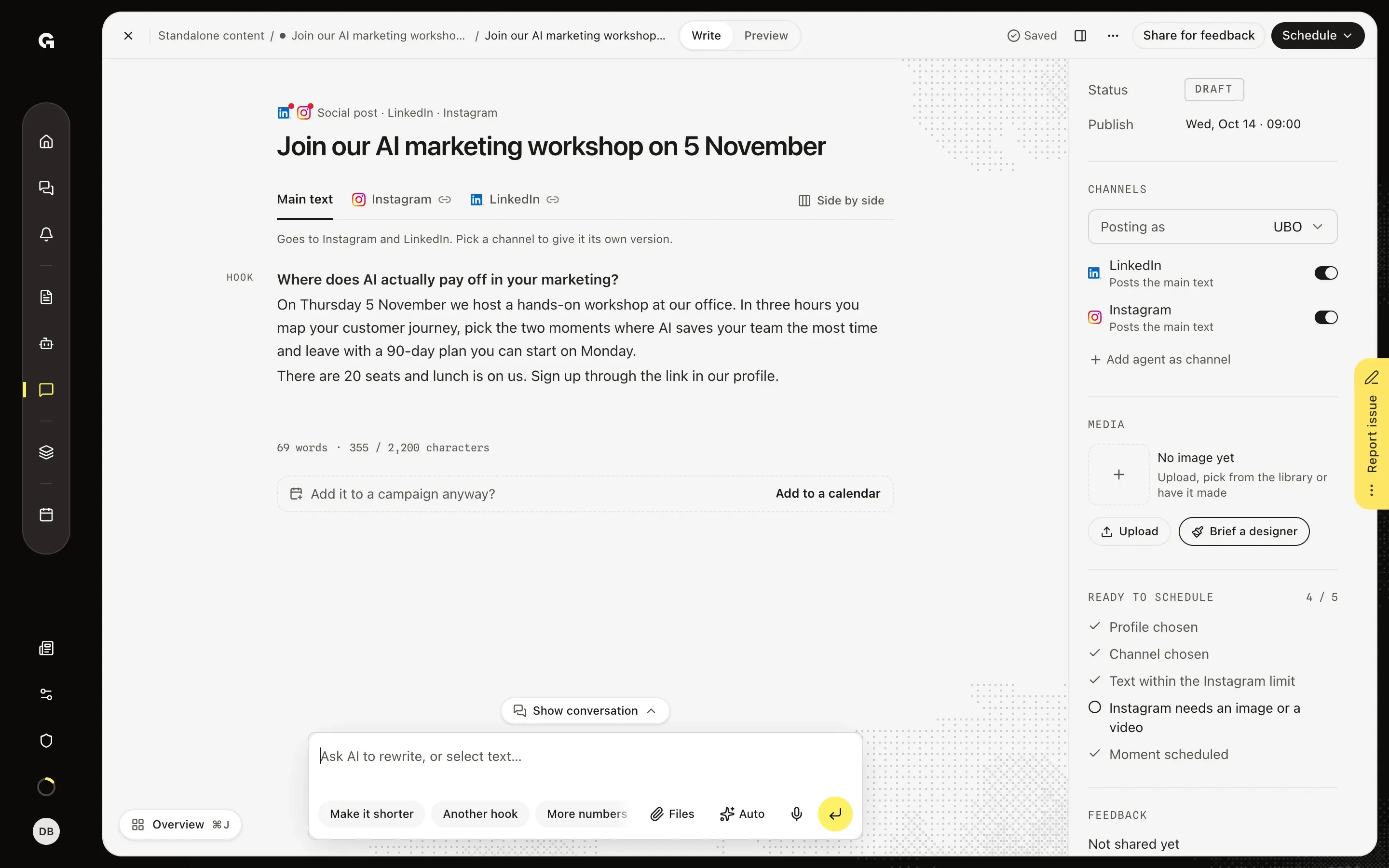 Open Brief a designer – Brief a designer from a post