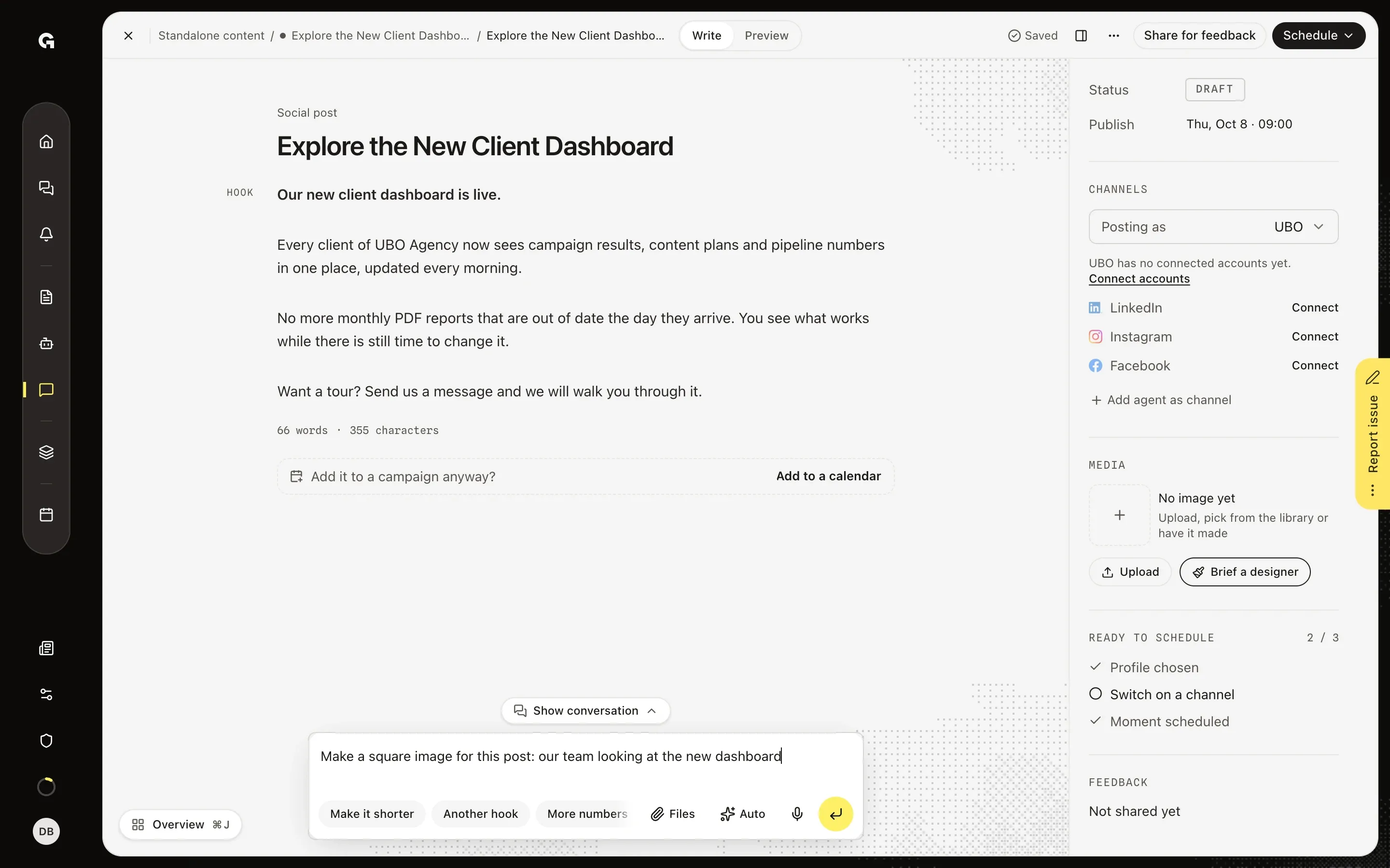 Ask the chat for an image – Generate an image for a post