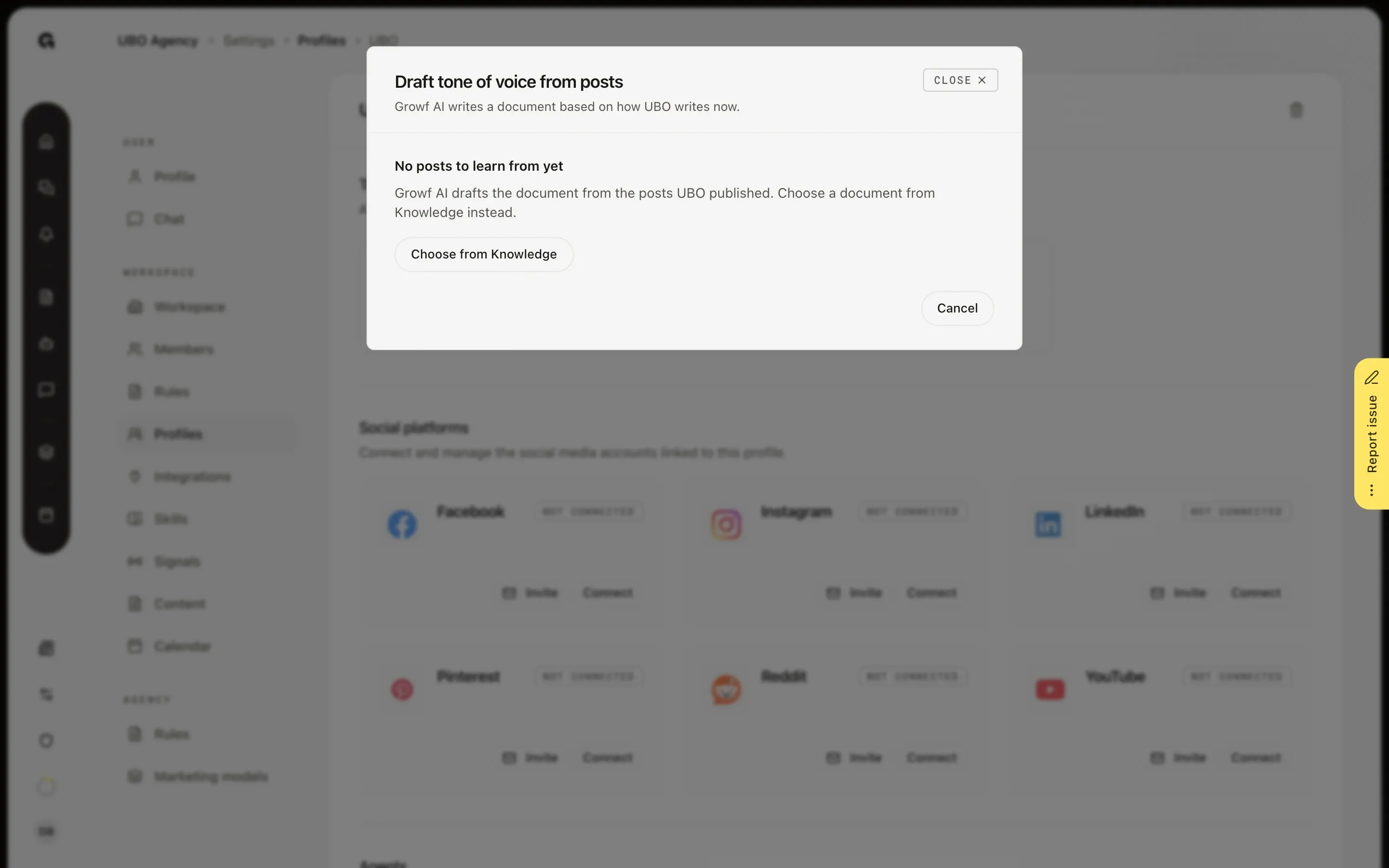 Draft it from the profile's posts – Give a profile its own tone of voice