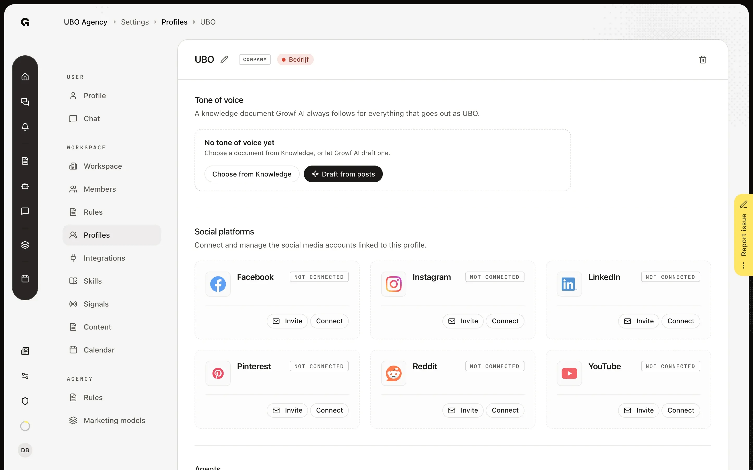 Open the profile's tone of voice – Give a profile its own tone of voice