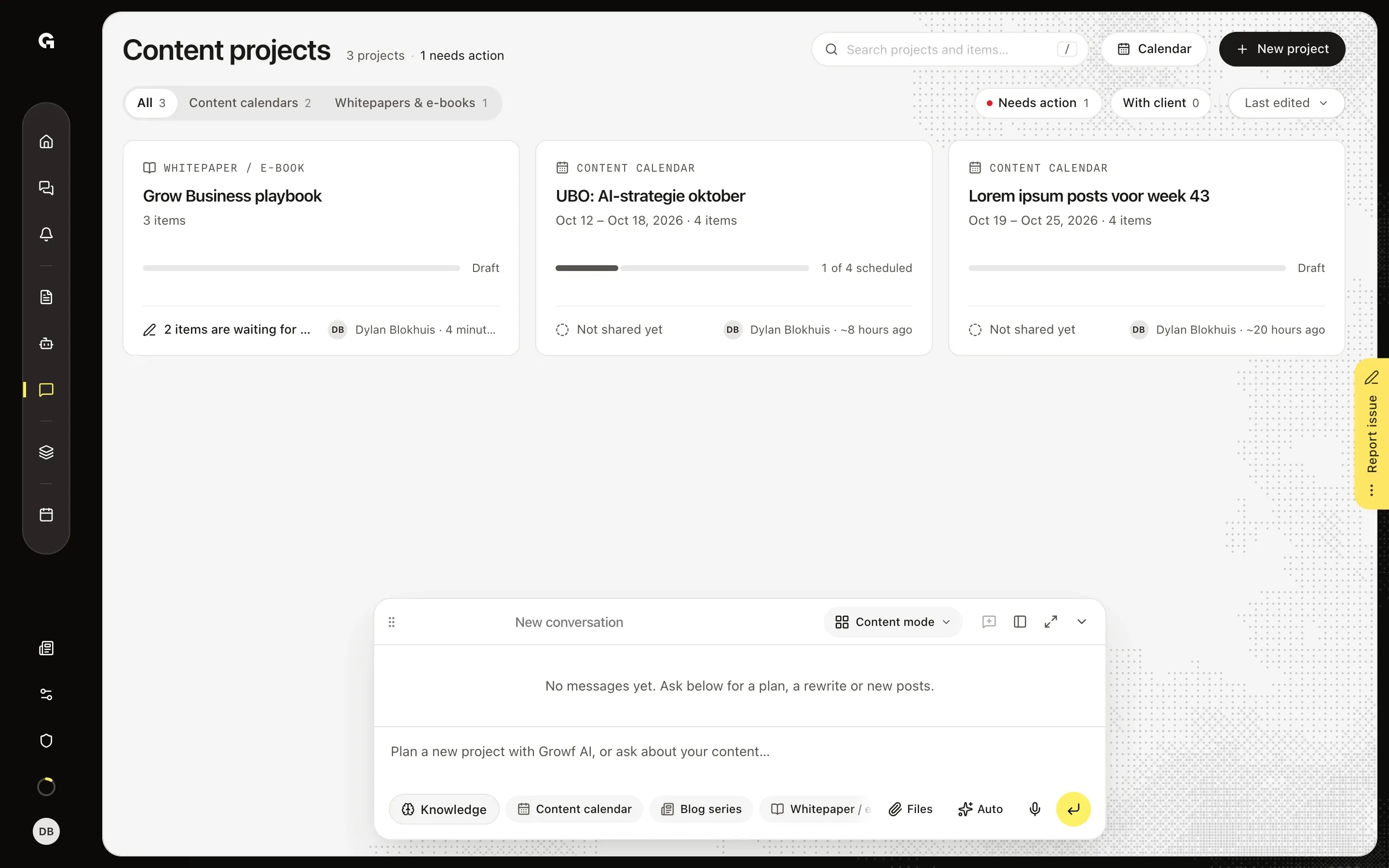 Ask the chat for a content calendar – Plan a content calendar with the chat