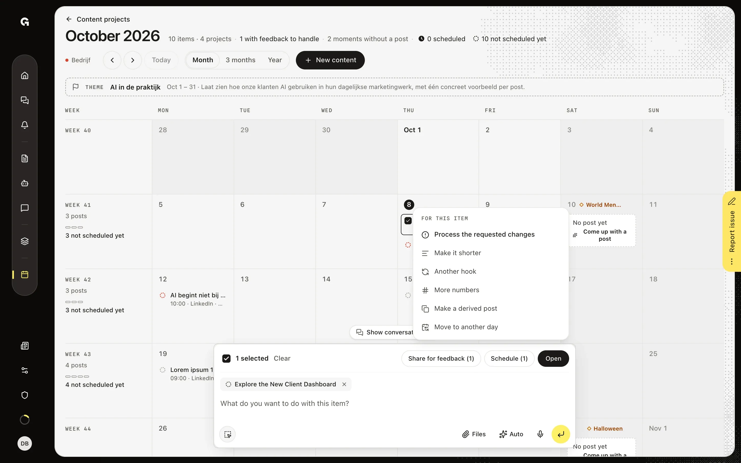 Let the chat process the feedback – Process feedback on a post