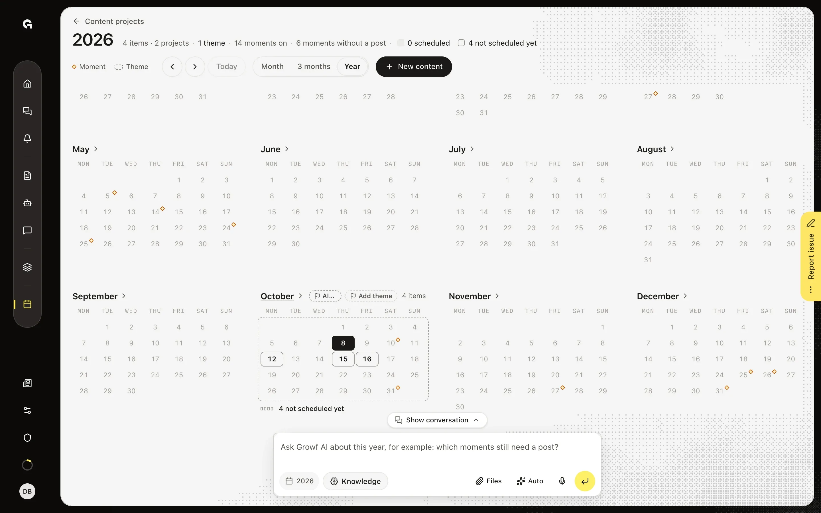 Choose Add theme – Set a theme in the calendar