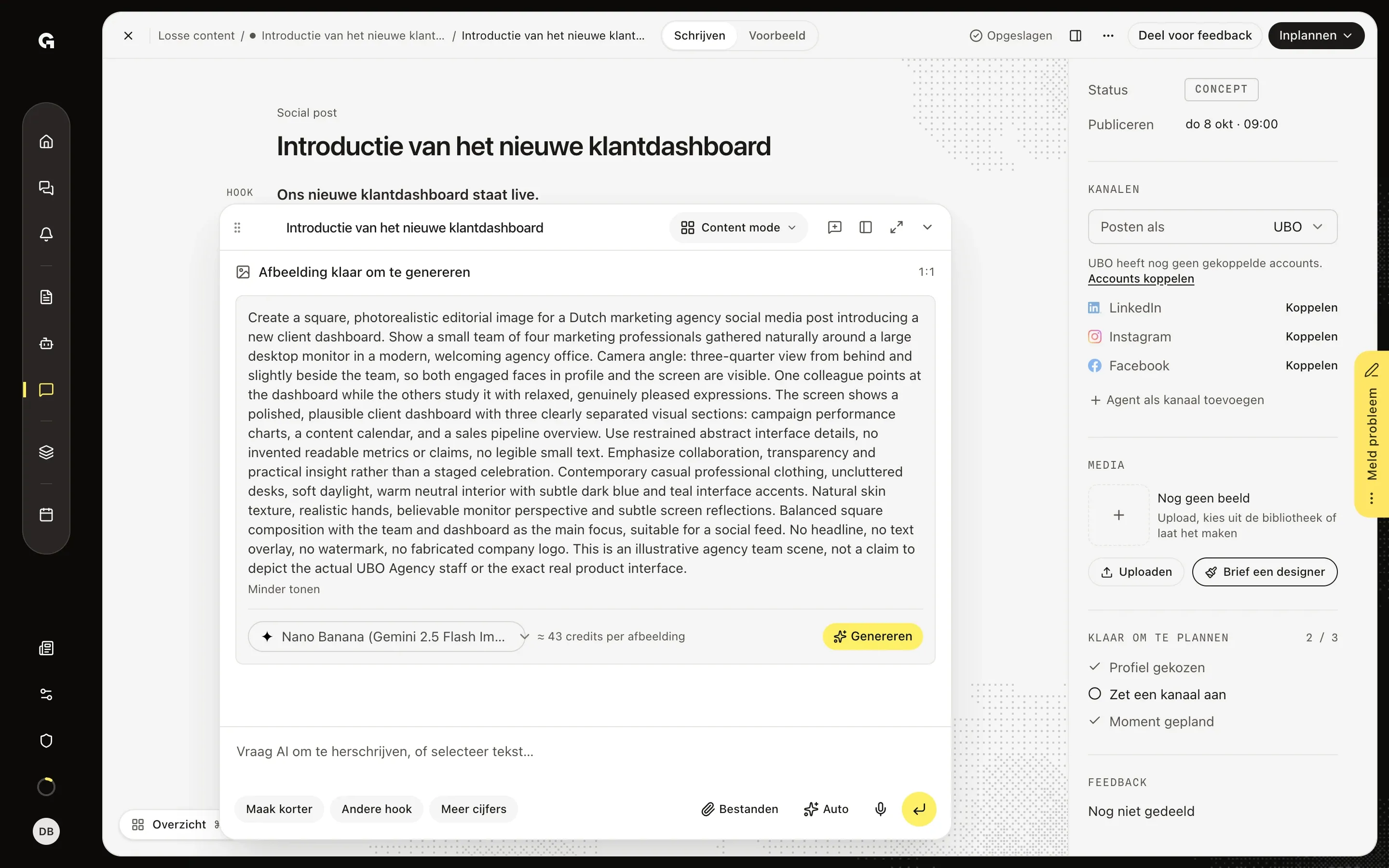 Lees het voorstel voor de afbeelding – Maak beeld bij een post met AI