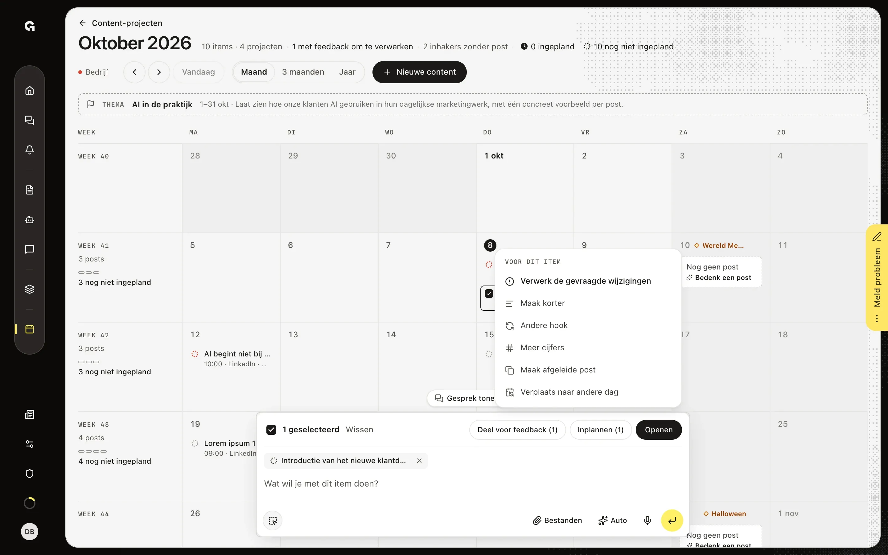 Laat de chat de feedback verwerken – Verwerk feedback op een post
