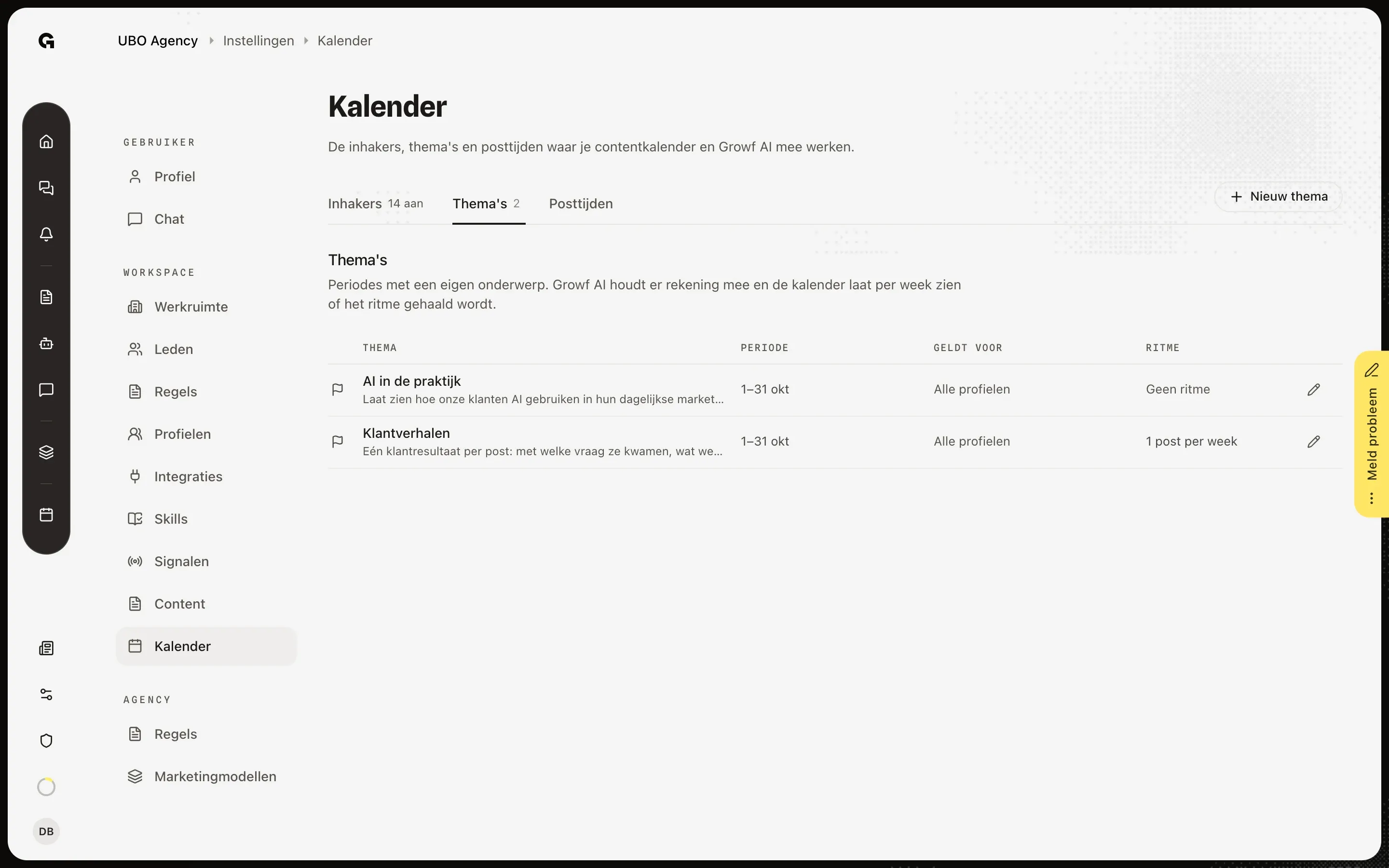 Beheer al je thema's in Instellingen – Zet een thema in de kalender