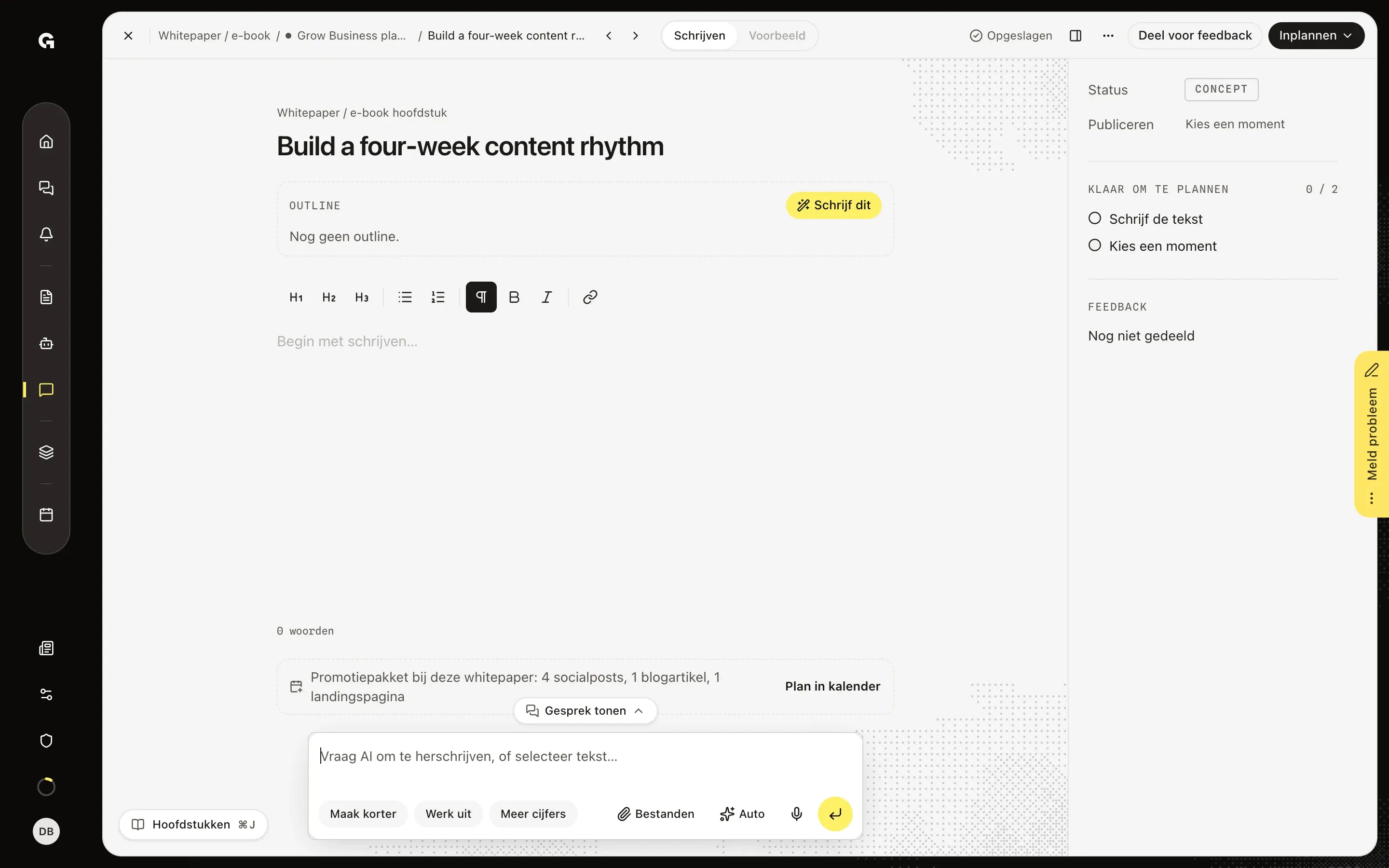 Laat een deel schrijven vanuit de outline – Schrijf een blogserie, whitepaper of webteksten
