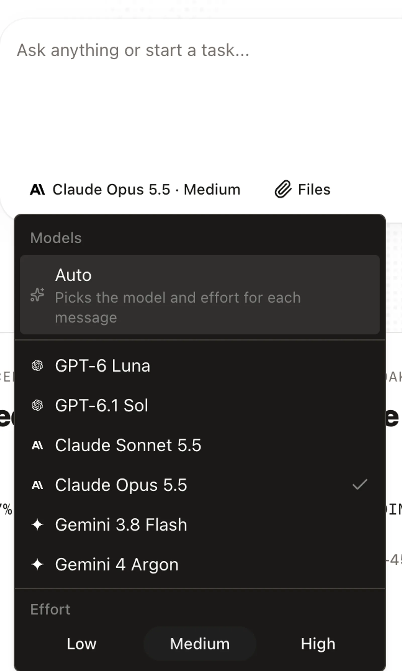 Personal workspace · Model picker